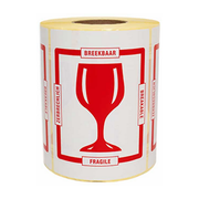 Rol-500 st. Gevaren etiket 10x7cm rood "glas" breekbaar