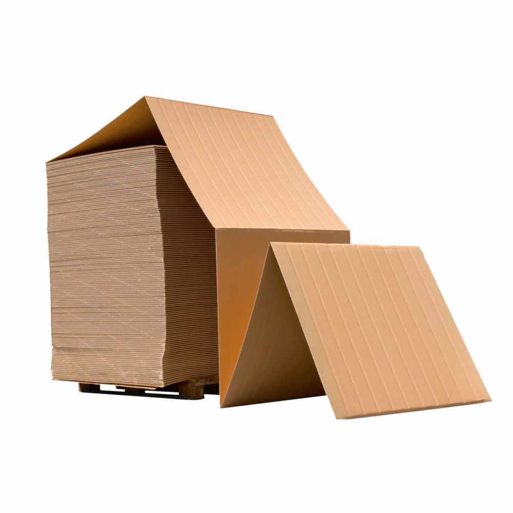 Eindloos karton zig-zag gevouwen op een pallet